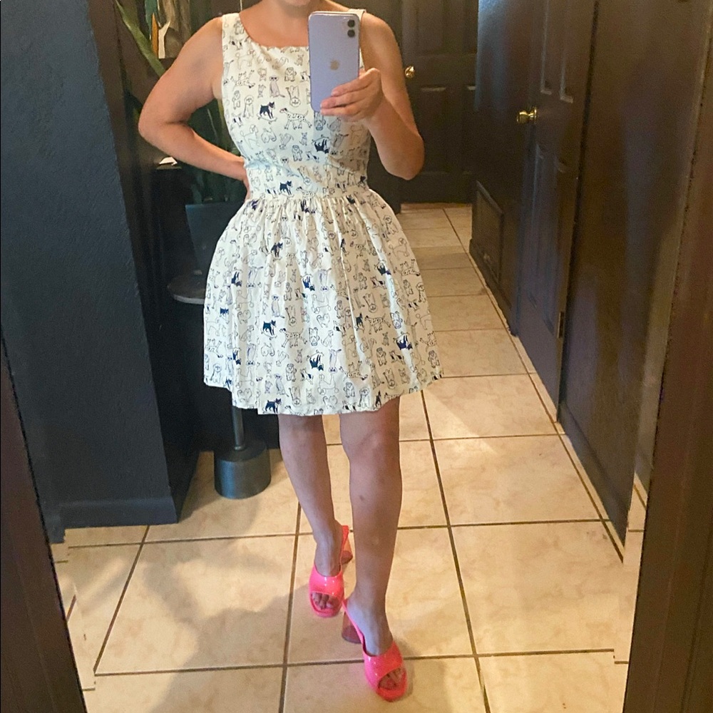 Gently used sleeveless skater dress in a size medium